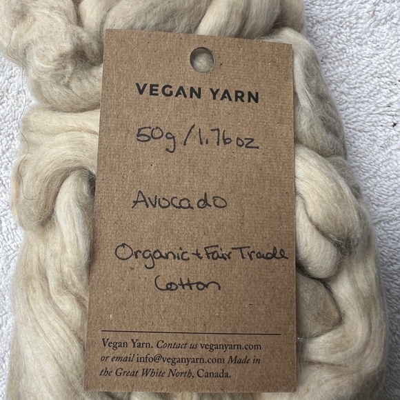 Vegan Yarn Cotton Unspun Dark Green 50 gm Handmade in Canada - Picture 2 of 2